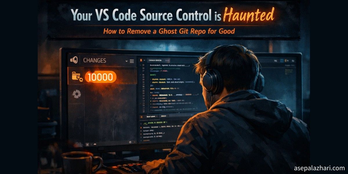 Seeing a mystery folder with 10,000+ changes in VS Code Source Control? You probably have a ghost Git repo. Here's how to kill it for good in three quick steps.