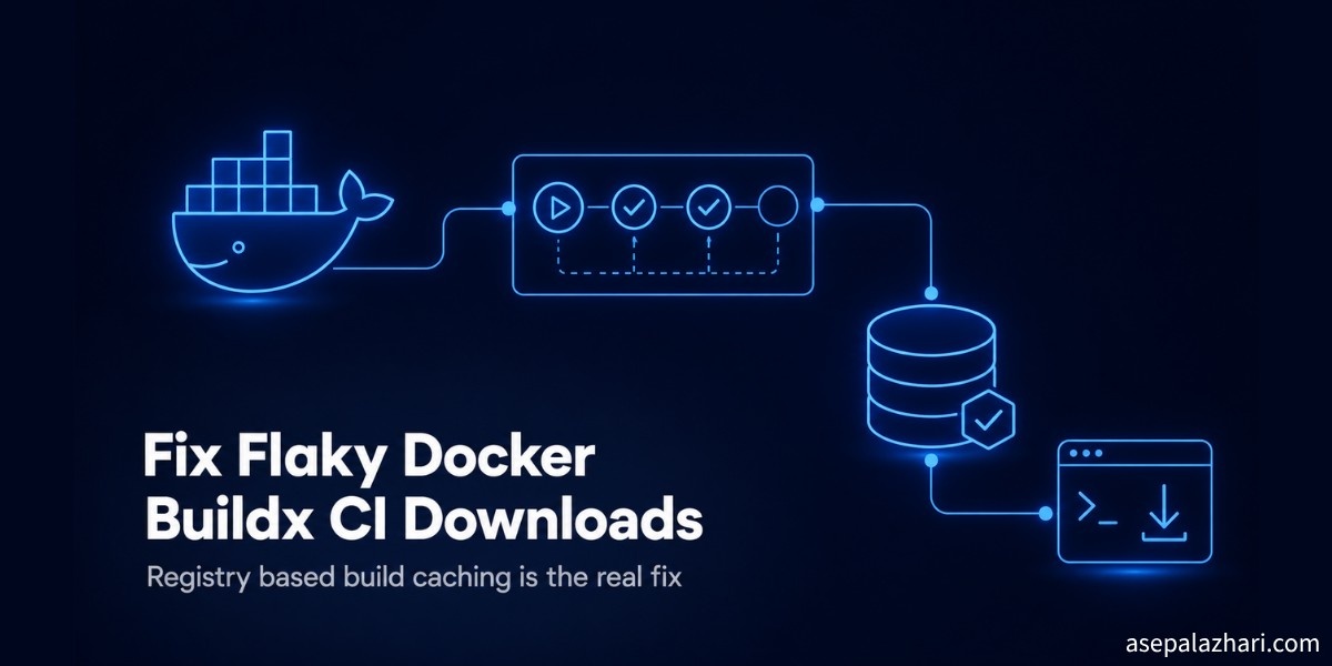 Curl retries and plugin caching only patch the symptom. Here is why registry based Buildx build caching is the real fix for flaky Docker Buildx CI pipelines.