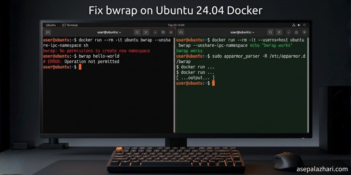 Codex CLI fails with bwrap namespace error on Ubuntu 24.04 Docker containers. Learn the exact cause and three working fixes to get file patching running again.