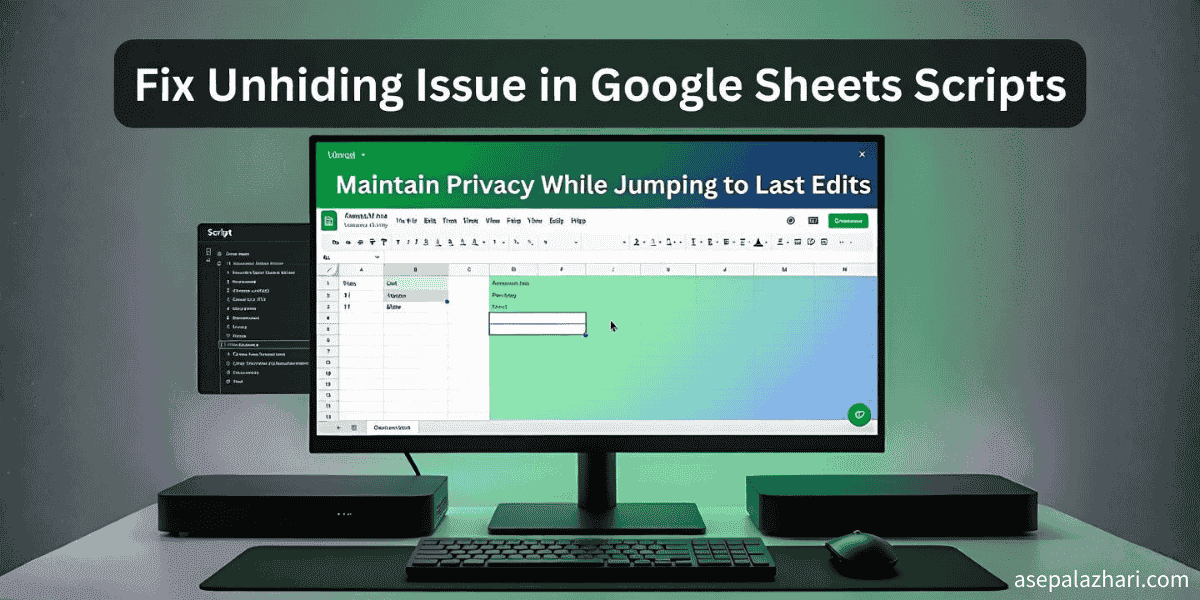 Discover how to fix a common Google Apps Script issue where activating the last edited cell unhides all sheets. Learn the simple code tweak to keep your hidden sheets private while jumping to recent edits.