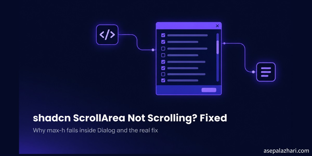 shadcn ScrollArea not scrolling inside a Dialog? The viewport needs a real height. Here is why max-h fails and the overflow-y-auto fix the docs now use.